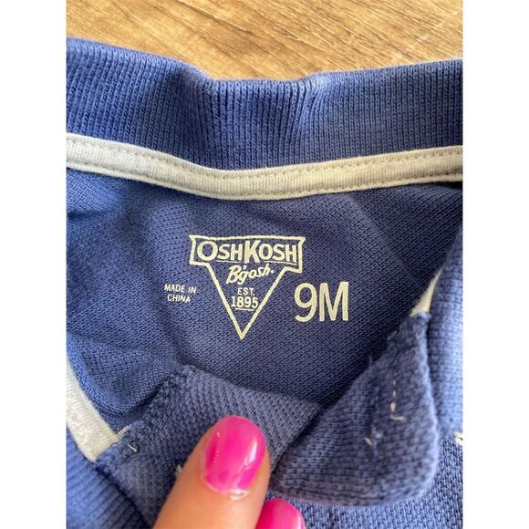 OshKosh B'gosh Baby Boy VTG Blue Polo Collar Bodysuit size 9m - Picture 2 of 3